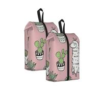 Bolsas de viaje duraderas con estampado de alpaca y cactus para almacenamiento y embalaje, bolsa de zapatos impermeable con cremallera suave, 2 unidades., Talla única, Cierre de cremallera, con una