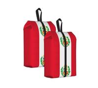 Bolsas de viaje duraderas con estampado de bandera de Perú para almacenamiento y embalaje, bolsa de zapatos impermeable con cremallera suave, 2 unidades., Talla única, Cierre de cremallera, con una