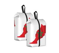 Bolsas de viaje duraderas con estampado de mapa de la bandera de Marruecos para almacenamiento y embalaje, bolsa de zapatos impermeable con cremallera suave, 2 unidades., Talla única, Cierre de