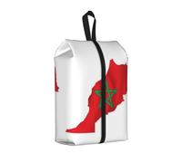 Bolsas de viaje duraderas con estampado de mapa de la bandera de Marruecos para almacenamiento y embalaje, bolsa de zapatos impermeable con cremallera suave, 1 unidad, Talla única, Cierre de