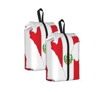 Bolsas de viaje duraderas con estampado de mapa de la bandera de Perú para almacenamiento y embalaje, bolsa de zapatos impermeable con cremallera suave, 2 unidades., Talla única, Cierre de cremallera
