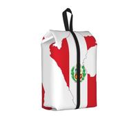 Bolsas de viaje duraderas con estampado de mapa de la bandera de Perú para almacenamiento y embalaje, bolsa de zapatos impermeable con cremallera suave, 1 unidad, Talla única, Cierre de cremallera