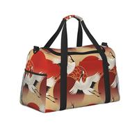 Bolsas de viaje ligeras para fin de semana, bolsa de cabina, bolsa de gimnasio o bolsa de noche, grúas emparejadas volando sobre un sol naciente