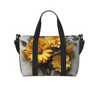 Bolsas de viaje para artículos personales, bolsa de equipaje de mano, bolsa de entrenamiento, ligera, impermeable, deportiva, bolsa de gimnasio, bolsa plana, flores amarillas, bolsa de fin de semana
