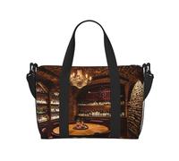 Bolsas de viaje para fotos de bodega de vino tinto para mujer, bolsa de gimnasio deportiva, bolsa de lona para entrenamiento, durante la noche, Black, Talla única