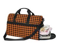 Bolsas de viaje para mujer, color naranja y negro, con compartimento para zapatos, Flores de pensamiento verde_2, 20.5×13.6×10 inches