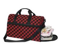 Bolsas de viaje para mujer, diseño de leñador, tartán, con compartimento para zapatos, Flores de pensamiento verde_2, 20.5×13.6×10 inches