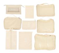 Bolsas de Viaje Plegables Cierre de Cordón, Poliéster | Organizador Multiusos para Equipaje, Reduce Arrugas de Ropa, Color Beige, Uso Diario y Senderismo