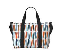 Bolsas de viaje retro modernas de mediados de siglo, con formas de gota, para mujer, bolsa de gimnasio deportiva, bolsa de lona de entrenamiento, durante la noche, Black, Talla única