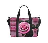 Bolsas de viaje rojas y rosas, para fin de semana, para mujer, bolsa deportiva de gimnasio, bolsa de lona para entrenamiento, durante la noche, Black, Talla única