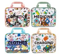 Bolsas de Viaje Transparentes para artículos de tocador, 4 Piezas, Impermeable con Cremallera para Maquillaje, de Aseo organizada, para Mujeres y niñas, para el Cuidado de la Piel y Cos