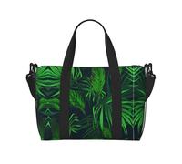 Bolsas de viaje verdes con plantas tropicales para mujer, bolsa de gimnasio deportiva, bolsa de lona para entrenamiento, durante la noche, Black, Talla única