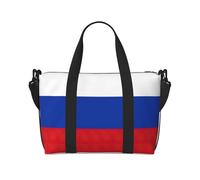 Bolsas de viaje versátiles con la bandera de Rusia para mujer, espaciosas bolsas de lona para viajes, bolsas de gimnasio para hombres, Negro -, Talla única