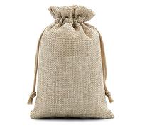 Bolsas de yute SumDirect de lino, 10 x 15 cm, marrón, mini bolsas de regalo, transpirables, con cordón, para boda, fiesta, cumpleaños, manualidades, 20 piezas