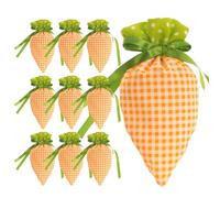Bolsas de zanahoria | 7.9 x 4.7 pulgadas, bolsas de Pascua con cordón de zanahoria, relleno de cesta de primavera, actividad de caza de huevos, 10 bolsas de golosinas de caramelo, suministros de