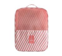 Bolsas de Zapato de Viaje JZ Minimalista - Almacenamiento Impermeable y Transpirable de Zapatos para Hombres/Mujeres con Cremallera bidireccional-Pink Stripe