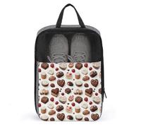 Bolsas de zapatos de golf para viajes, mujeres y hombres, bolsas de zapatos de viaje con estampado colorido de pastel de chocolate para empacar en maleta, bolos, danza, punta, fútbol, tacos
