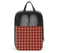 Bolsas de zapatos de golf para viajes, mujeres y hombres, bolsas de zapatos de viaje con estampado de cuadros rojos oscuros para empacar en maleta, bolos, danza, punta, fútbol, tacos, organizador para