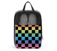 Bolsas de zapatos de golf para viajes, mujeres y hombres, estampado de cuadros arcoíris pastel, bolsas de zapatos de viaje para empacar en maleta, bolos, danza, punta, fútbol, tacos, organizador para