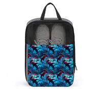 Bolsas de zapatos de golf para viajes para mujeres y hombres, bolsas de zapatos de viaje con estampado de tiburón martillo rojo y azul para empacar en la maleta, bolos, baile, punta, fútbol, tacos