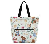 Bolsas decorativas para libros para niños y adultos, safari, bosques, música, fiesta, resistente al agua, bolsa de hombro con cremallera para escuela, trabajo, viajes, arco iris para guardar libros