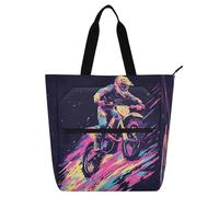 Bolsas decorativas para niños, niñas, motocross, bicicleta y rayos, impermeables, para biblioteca, bolsa de hombro con bolsillos para ir de compras universitarias, playa, arco iris