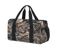 Bolsas deportivas de lona con diseño de dragón y flores y luna, para niños, mujeres, hombres, para fin de semana, para viajes, gimnasio, uso casual