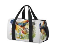 Bolsas deportivas de lona con diseño de pollo y gallo en la hierba para niños, niñas, mujeres, hombres, gallos durante la noche, fin de semana, bolsa de viaje, bolsa de viaje para gimnasio, bolsas de