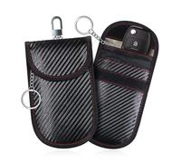 Bolsas Faraday para Llaves de Coche, 2 piezas Bolsa de Bloqueo de señal, Funda Faraday de Bloqueo de Señal RFID, Bolsa Faraday Bloqueo de Señal RFID para Coche con Llavero y Gancho