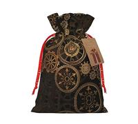 Bolsas festivas con cordón para regalo, bolsas de regalo de Navidad y cumpleaños, tamaño grande, decoraciones de regalos, reloj de engranajes bronce siglo