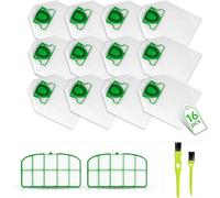Bolsas Folletto VK200 VK 220S FP200 12 bolsas, para Vorwerk Folletto Bolsas Filtros Piezas de repuesto de accesorios Kit (12 bolsas + 2 filtros HEPA + 1 cepillo)
