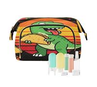 Bolsas grandes de cosméticos con diseño de dinosaurio, divertidas, para amantes de la comida, T-Rex, ligera, para brochas de maquillaje