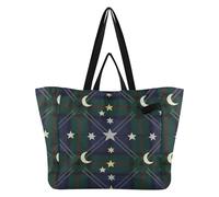 Bolsas grandes de lona de moda, bolsas de comestibles de cocina para hombres, regalos de boda, viajes, Navidad, azul marino, verde, a cuadros, estrellas, lunas