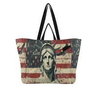 Bolsas grandes de reciclaje de cocina, bolsas de comestibles para uso diario, para hombres, viajes, playa, boda, lavandería, bandera del día de los presidentes de Estados Unidos, bandera y dama