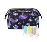 Bolsas grandes para cosméticos, diseño de bruja gótica en colores pastel, espeluznante, lindo, impermeable, monedero para mujer, para organizar tarjetas y llaves