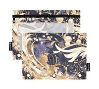 Bolsas grandes para lápices con ventana transparente, pavo real, academia oscuro, blanco y dorado, 2, estuche grande con cremallera en varios colores, carpeta de 3 anillos para suministros de oficina