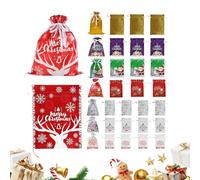 Bolsas navideñas con cordón | 33 piezas coloridas reutilizables festivas | Navidad con cordón, para niños adultos, familia, cumpleaños, boda, juguetes, joyas, caramelos