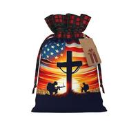 Bolsas navideñas con cordón ajustable, ideales para envolver Incluyen etiquetas y son perfectas para guardar regalos. Tamaño mediano.