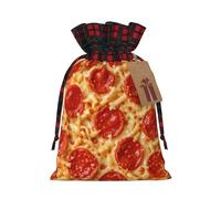 Bolsas navideñas con cordón ajustable para pizza, ideales para envolver Incluyen etiquetas. Tamaño mediano.