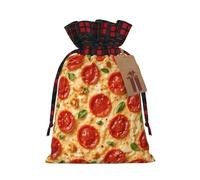 Bolsas navideñas con cordón ajustable para pizza, ideales para envolver Incluyen etiquetas. Tamaño pequeño.