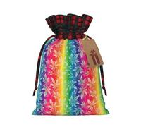 Bolsas navideñas con cordón RainbowLeaf, bolsa de almacenamiento para envoltorios de Navidad con etiquetas, tamaño pequeño