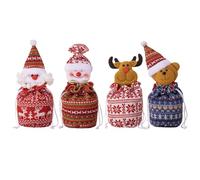 Bolsas Navideñas Para Dulces,4 Unidades Bolsas de Regalo con Cuerda,Bolsa de Tela para Envolver Regalos | Para Niños Familia Amigos Colegas Vecinos