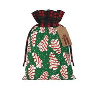 Bolsas navideñas verdes con cordón para guardar pasteles y envoltorios de dulces navideños, tamaño mediano.