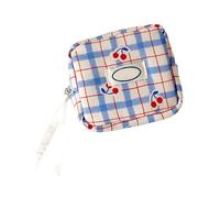 Bolsas organizadas portátiles con estampado de frutas a cuadros, divisores interiores, bolsa de cosméticos compacta para artículos de tocador, papelería, cosméticos de bolsillo, Celosía azul, Mass