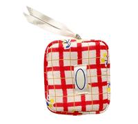 Bolsas organizadas portátiles con estampado de frutas a cuadros, divisores interiores, bolsa de cosméticos compacta para artículos de tocador, papelería, cosméticos de bolsillo, Red Lattice, Mass