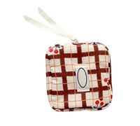 Bolsas organizadas portátiles con estampado de frutas a cuadros, divisores interiores, bolsa de cosméticos compacta para artículos de tocador, papelería, bolsa de cosméticos de tamaño de bolsillo