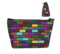 Bolsas organizadoras de Maquillaje pequeñas y duraderas, Pared de ladrillo Colorida Moderna, Bolsa portátil Impermeable de Tela Oxford, Ligera para Mujeres, niñas, Escuela, Oficina, Transporte al ai