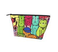 Bolsas organizadoras de Maquillaje pequeñas y duraderas Patrón de Gato Garabato Lindo, Bolsa portátil Impermeable de Tela Oxford Ligera para Mujeres Niñas Escuela Oficina Transporte al Aire Libre