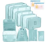 Bolsas Organizadoras Maleta, 11 Piezas Organizador de Equipaje Multifunción, Packing Cubes Bolsas Ropa Viaje, Organizadoras Viaje, Impermeable, juego con bolsa de cosméticos (Azul)