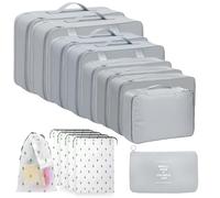 Bolsas Organizadoras Maleta, 14 Piezas Organizador de Equipaje Multifunción, Packing Cubes Impermeables para Ropa, Cosméticos, Juego de Organizadores de Viaje con Bolsa de Cosmeticos (Gris)